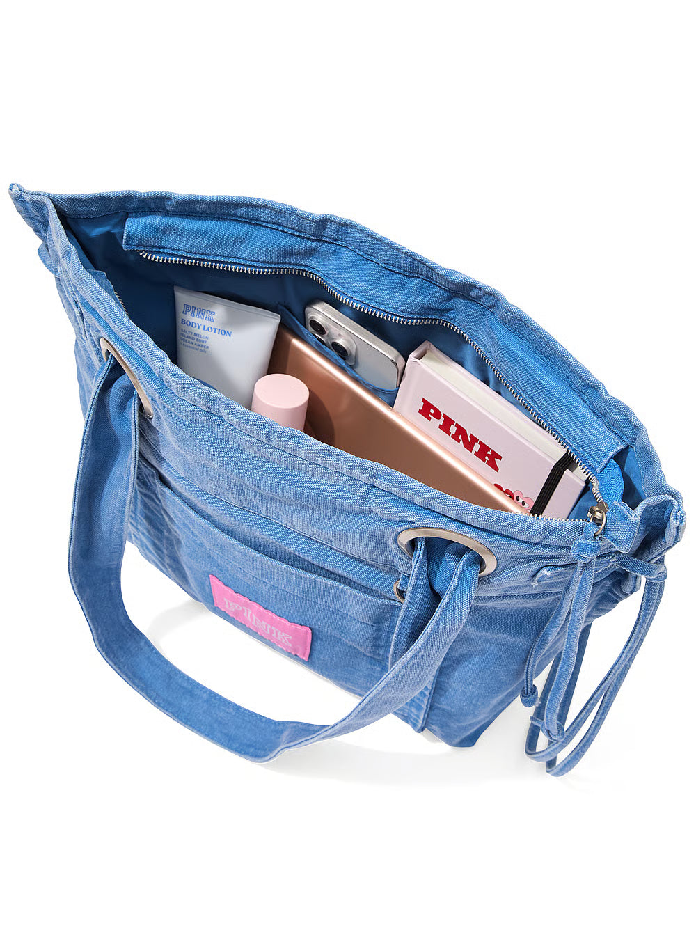 Canvas Flat-Bottom Tote Bag Blue