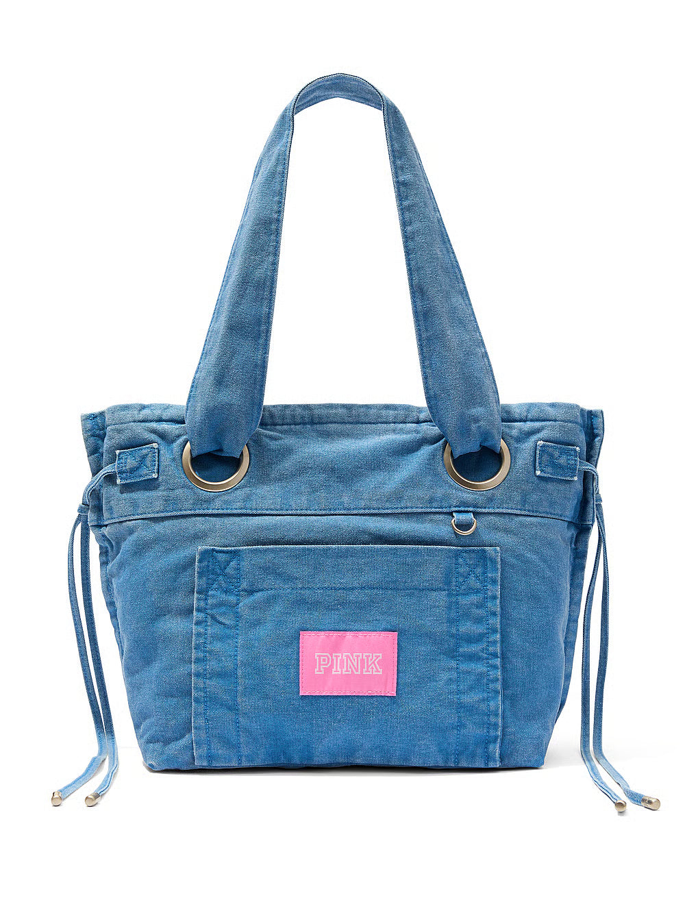 Canvas Flat-Bottom Tote Bag Blue
