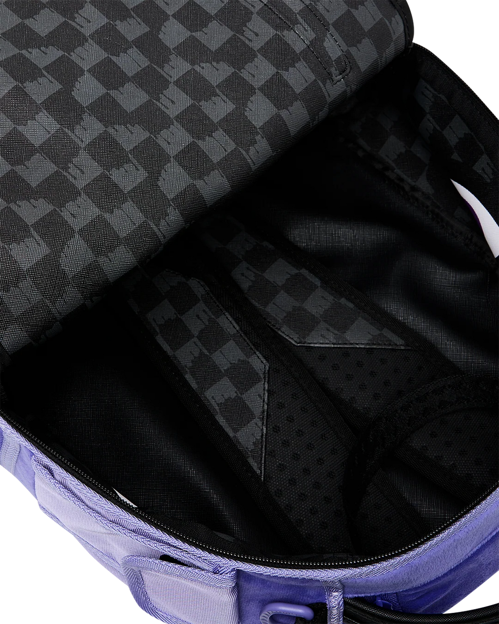 REVERSE MODE - PURPLE VELOUR TO BLACK CHECK BACKPACK