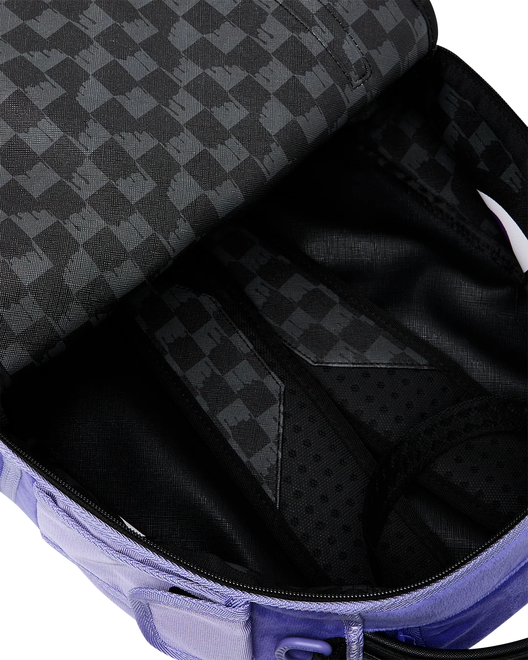 REVERSE MODE - PURPLE VELOUR TO BLACK CHECK BACKPACK