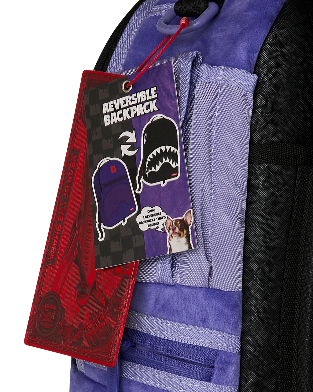 REVERSE MODE - PURPLE VELOUR TO BLACK CHECK BACKPACK