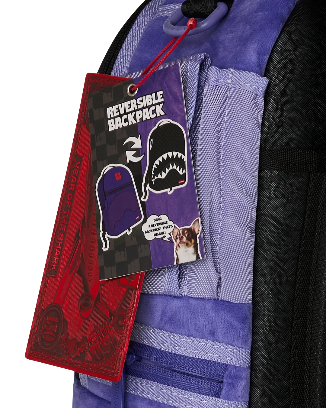 REVERSE MODE - PURPLE VELOUR TO BLACK CHECK BACKPACK