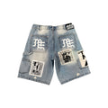 Blue “AI” Denim Shorts