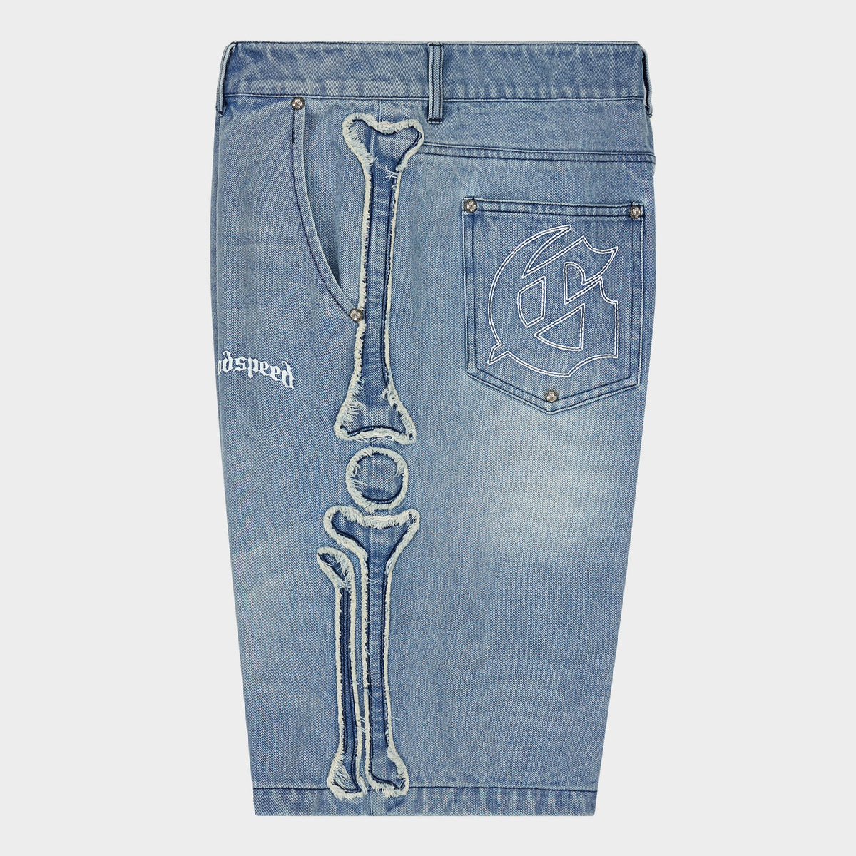 GODSPEED Fémur Frayed Denim Shorts (Blue)