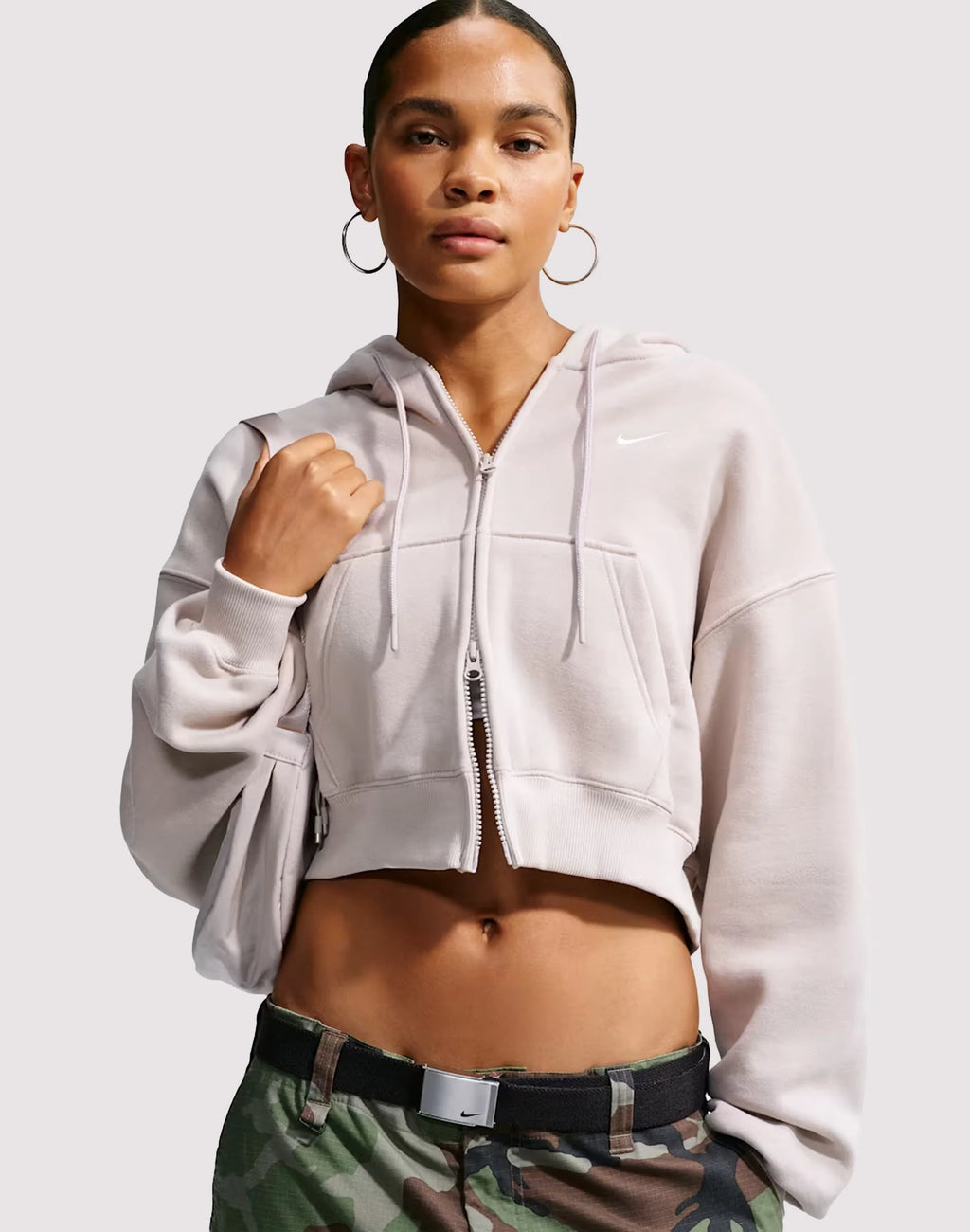 Nike Studio Fleece Cropped Full-Zip Hoodie