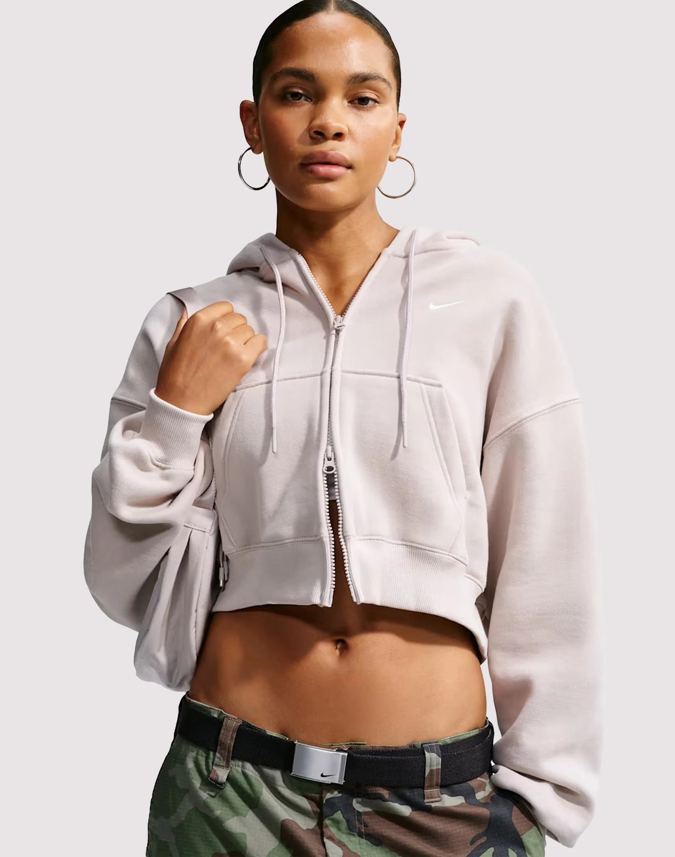 Nike Studio Fleece Cropped Full-Zip Hoodie