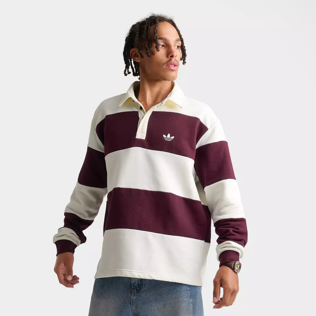 Adidas Originals Panel Cut Striped Rugby Shirt