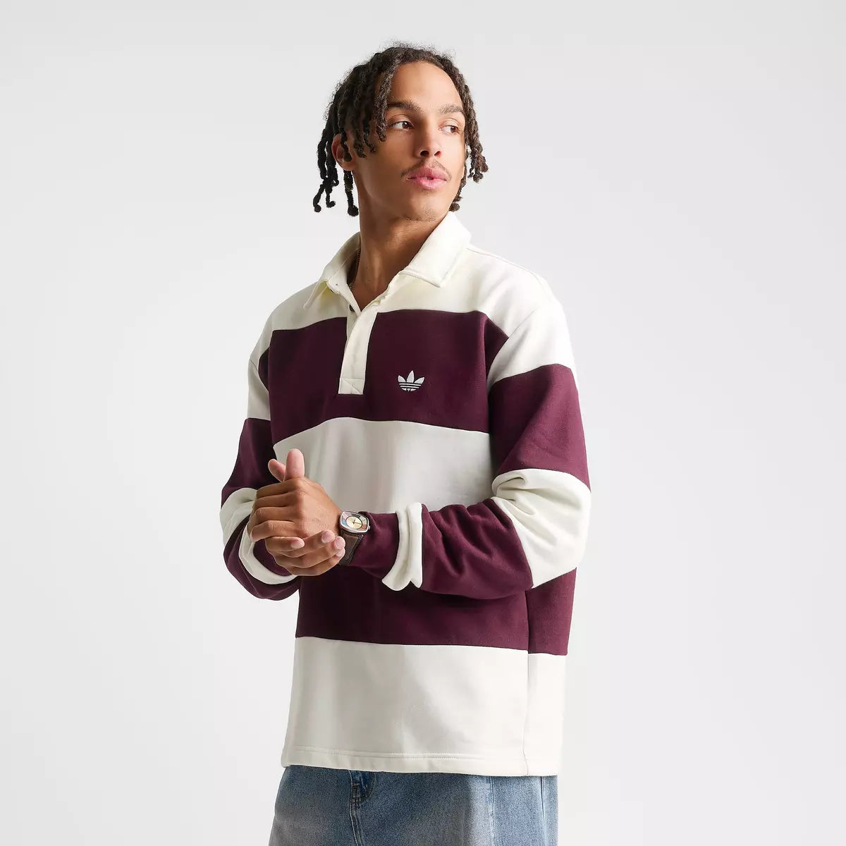 Adidas Originals Panel Cut Striped Rugby Shirt