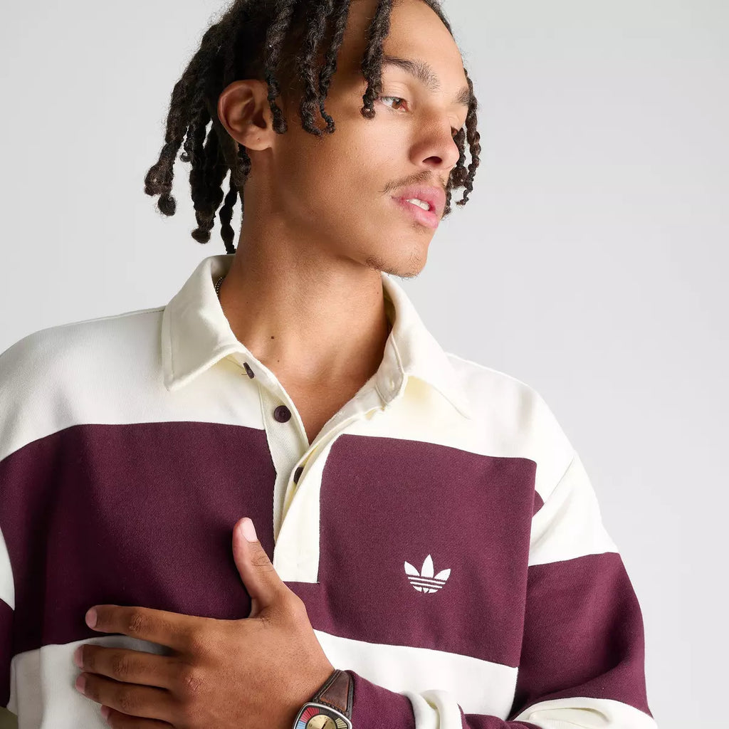 Adidas Originals Panel Cut Striped Rugby Shirt