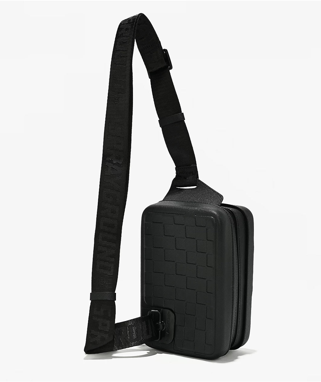 Raised Check Black Hard Shell Sling Bag