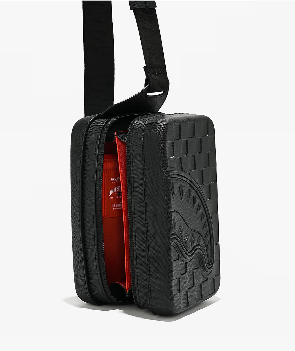 Raised Check Black Hard Shell Sling Bag