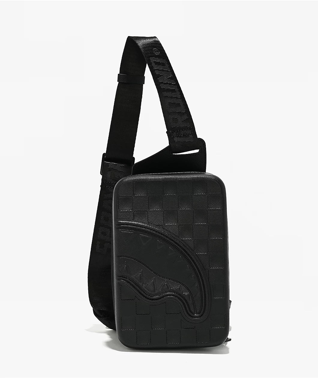 Raised Check Black Hard Shell Sling Bag