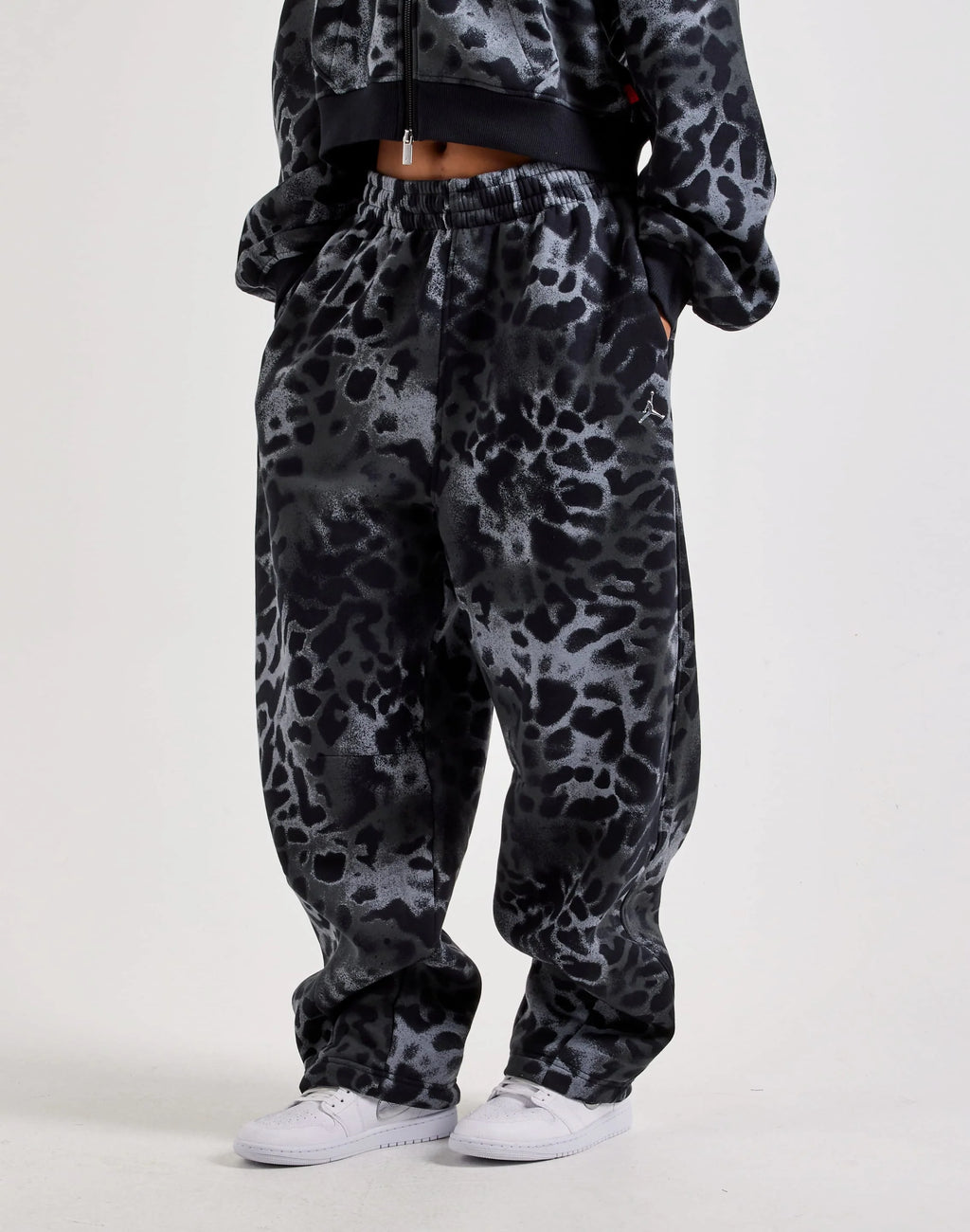 Brooklyn Fleece Animal Print Wide Leg Pants