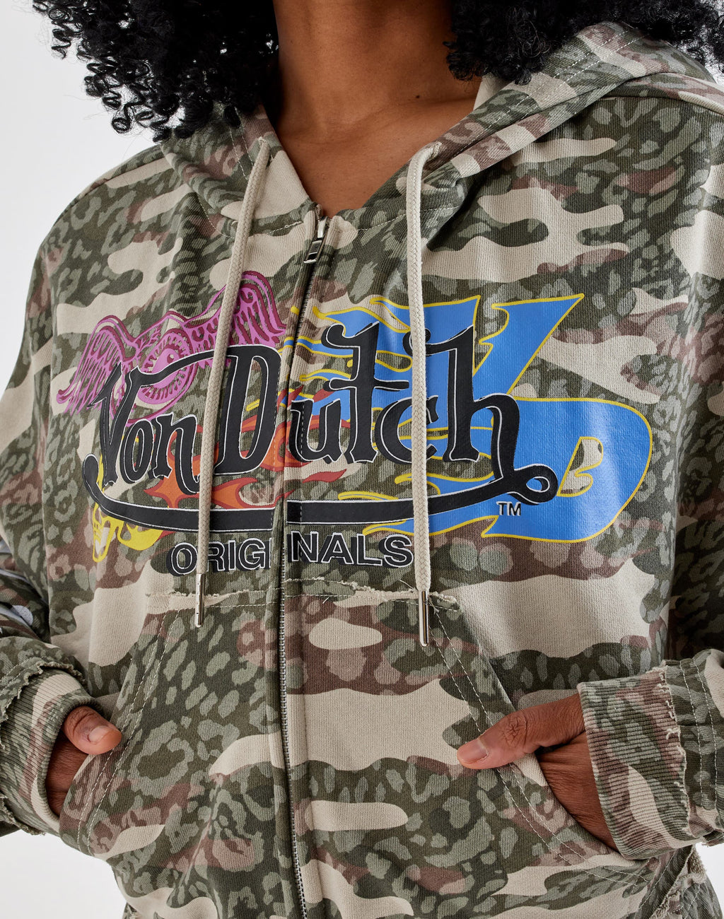 Von Dutch Cropped Full-Zip Fleece Hoodie