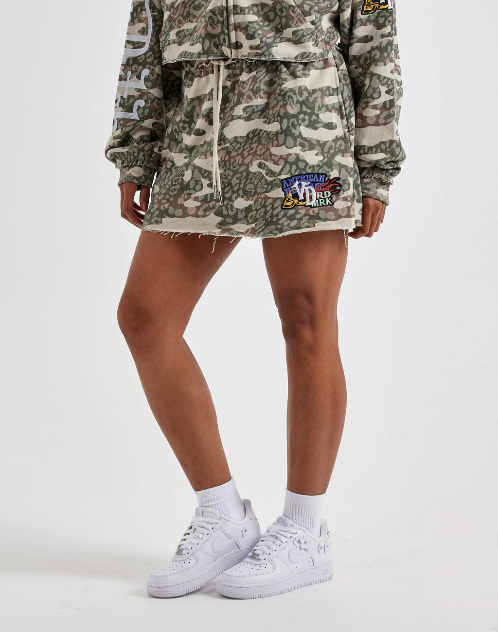Von Dutch Raw Edge Fleece Mini Skirt